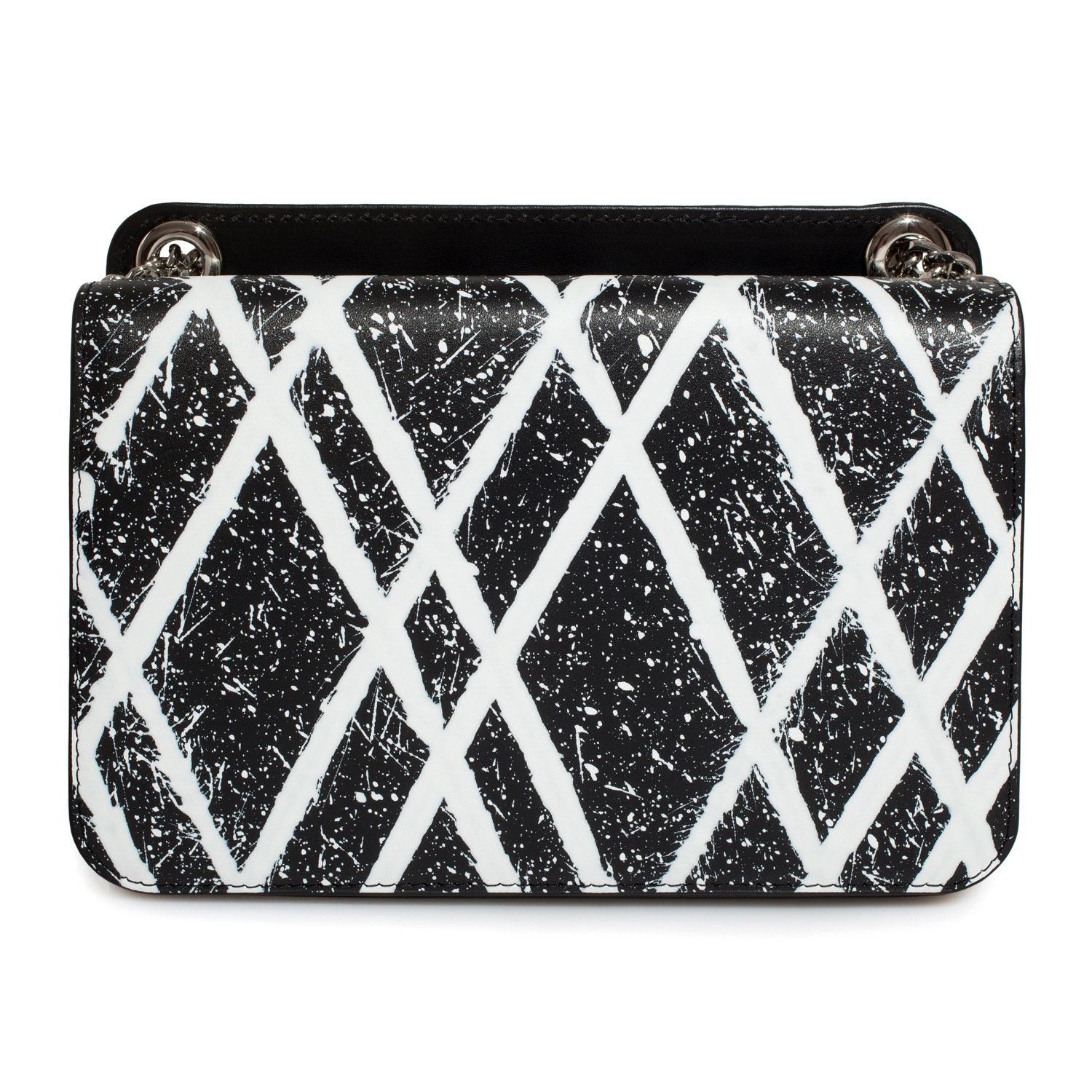 Leather Bag on a chain, Black-white Leather crocodile print Bag, Women's Leather Bag KF-3790 - Image 4