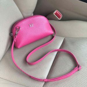 Leather Cross body Bag, Fuchsia Leather Shoulder Bag, Women's Leather Crossbody Bag, Leather bag KF-3755