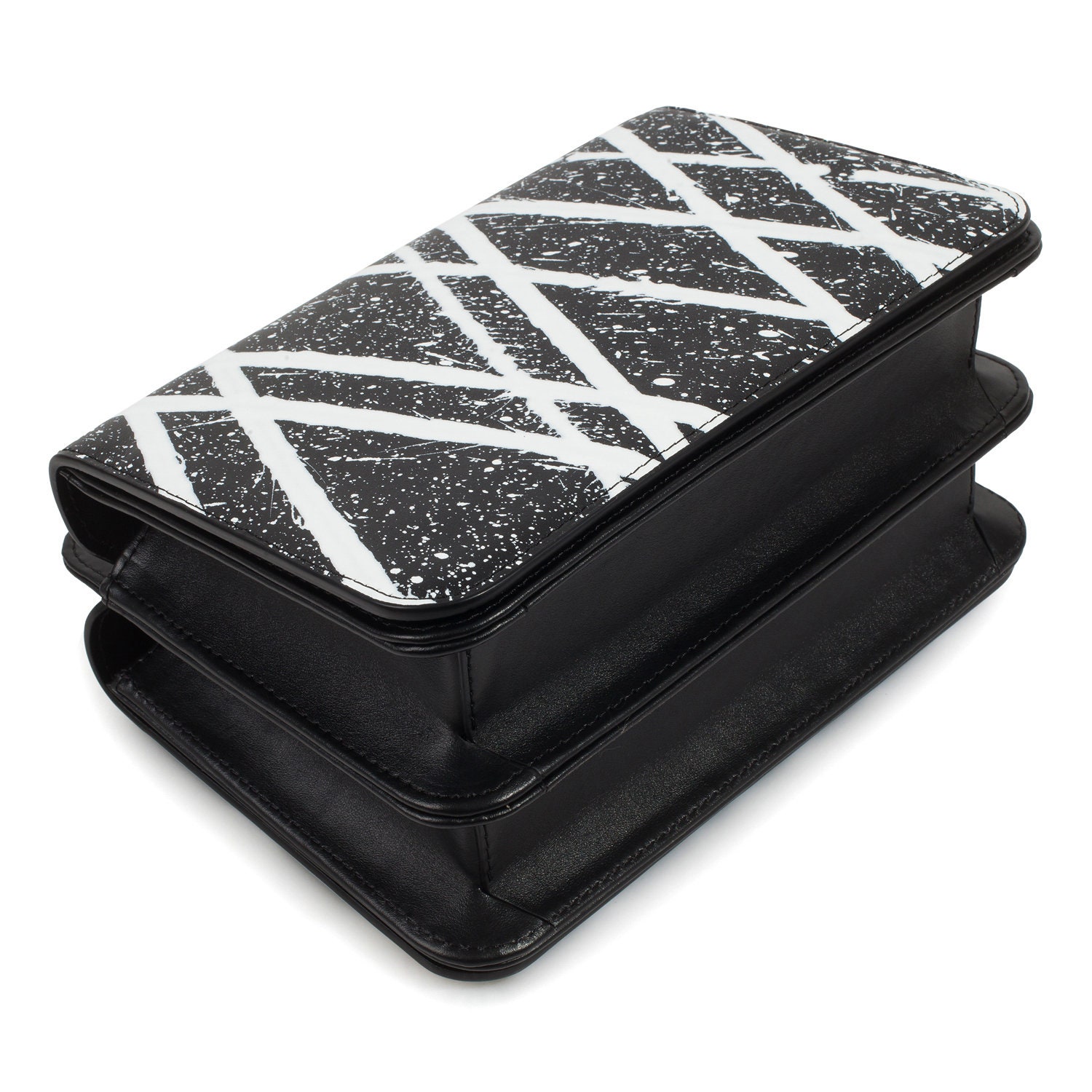 Leather Bag on a chain, Black-white Leather crocodile print Bag, Women's Leather Bag KF-3790 - Image 7