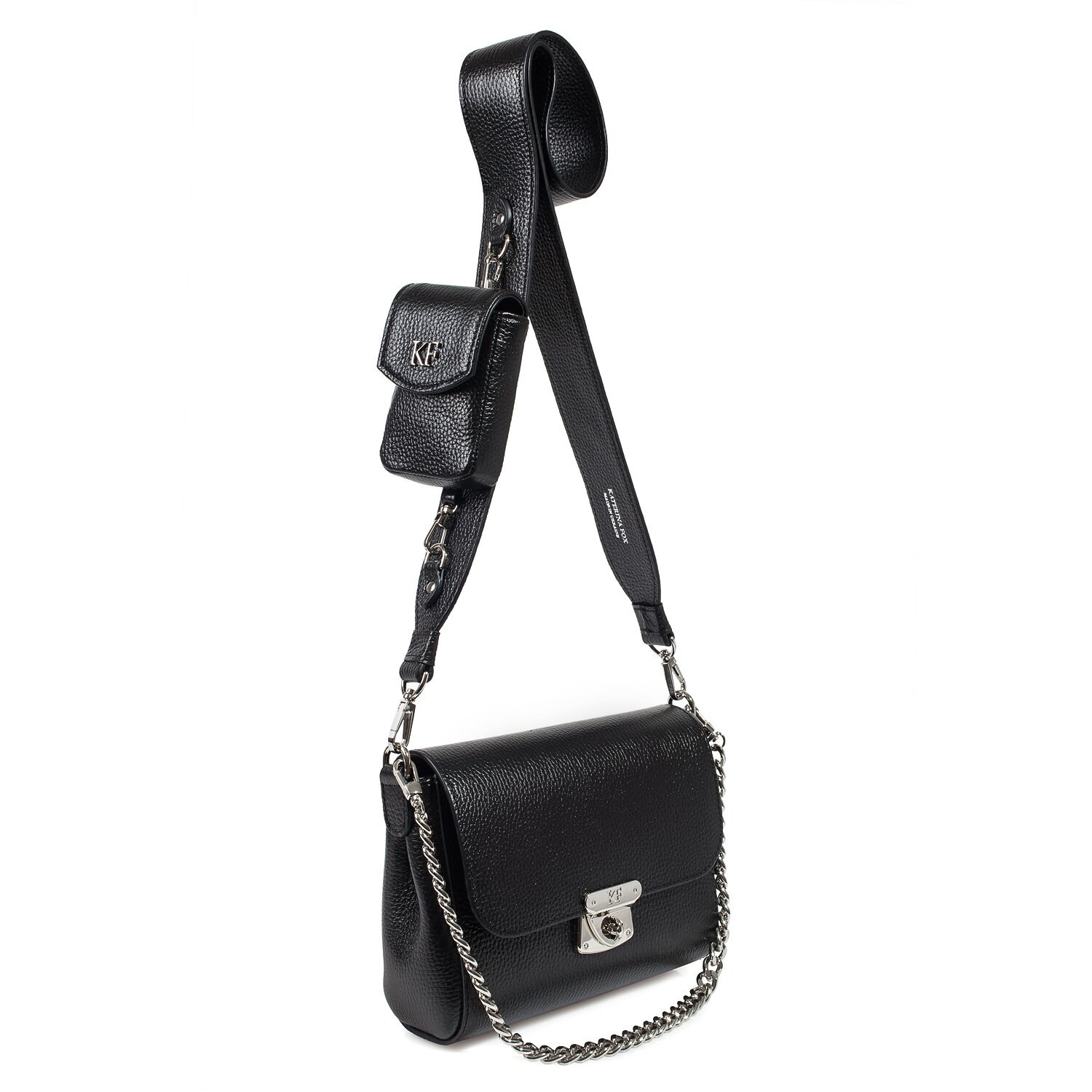 Leather Cross body Bag, Black Leather Shoulder Bag, Women's Leather Crossbody Bag, Leather bag KF-3854 - Image 2