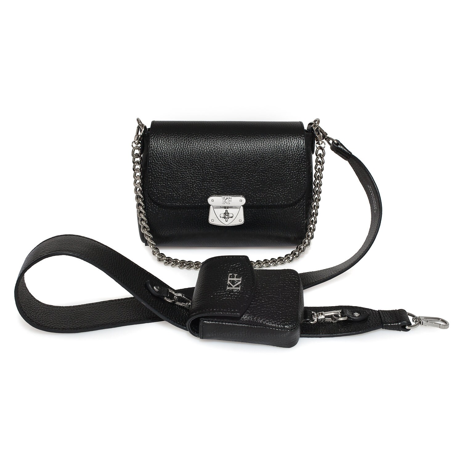 Leather Cross body Bag, Black Leather Shoulder Bag, Women's Leather Crossbody Bag, Leather bag KF-3854