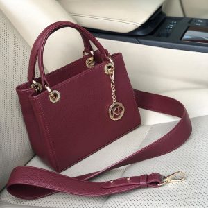 Leather Top Handle Bag, Marsala Leather Handbag Top Handle, Women's Leather Bag KF-3826