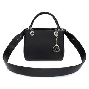 Leather Top Handle Bag, Black Leather Handbag Top Handle, Women's Leather Bag KF-3879