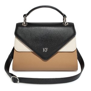 Leather Top Handle Bag, Dark beige Leather Handbag Top Handle, Women's Leather Bag KF-3733