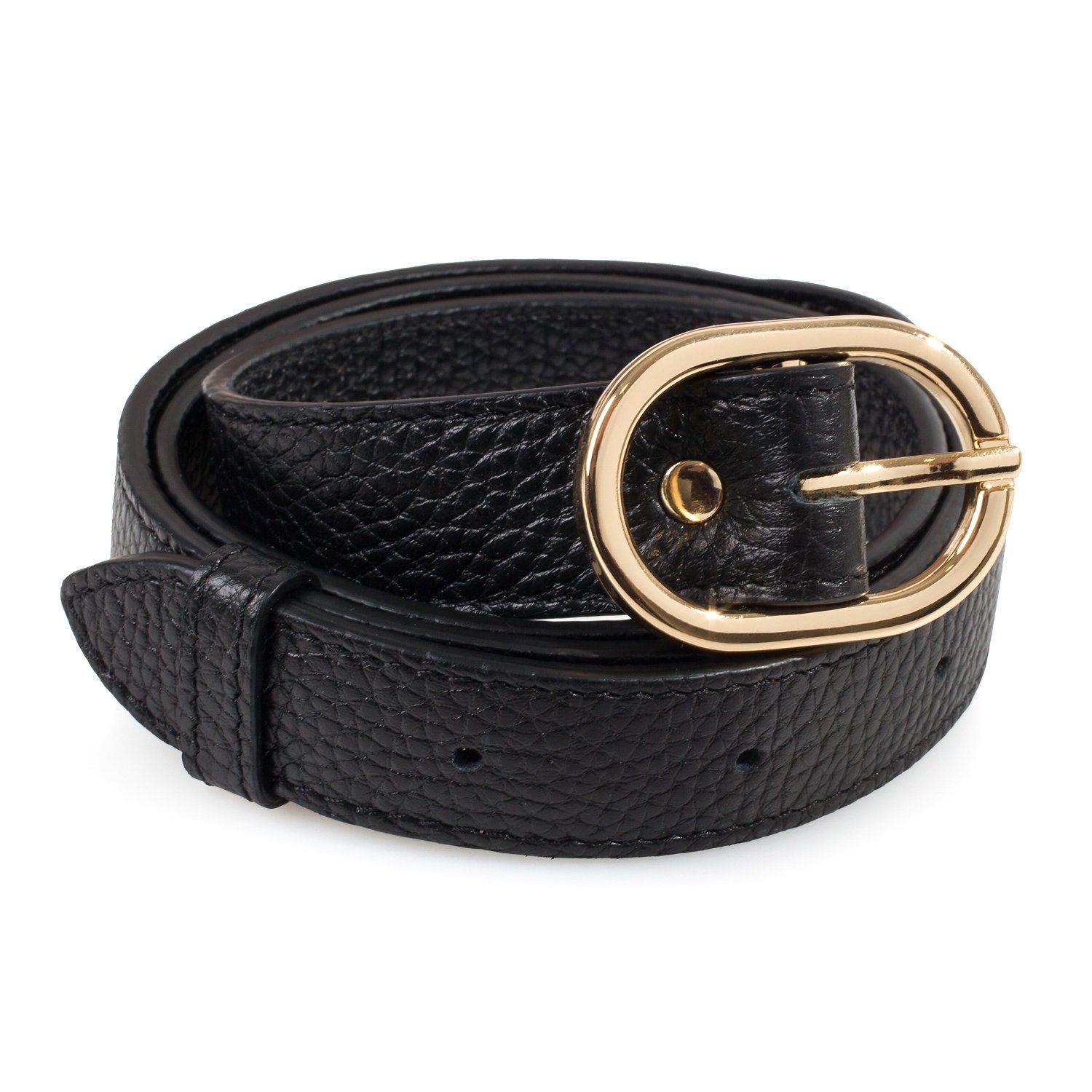 Womens leather belt, black leather belt for women KF-3782 - Image 3