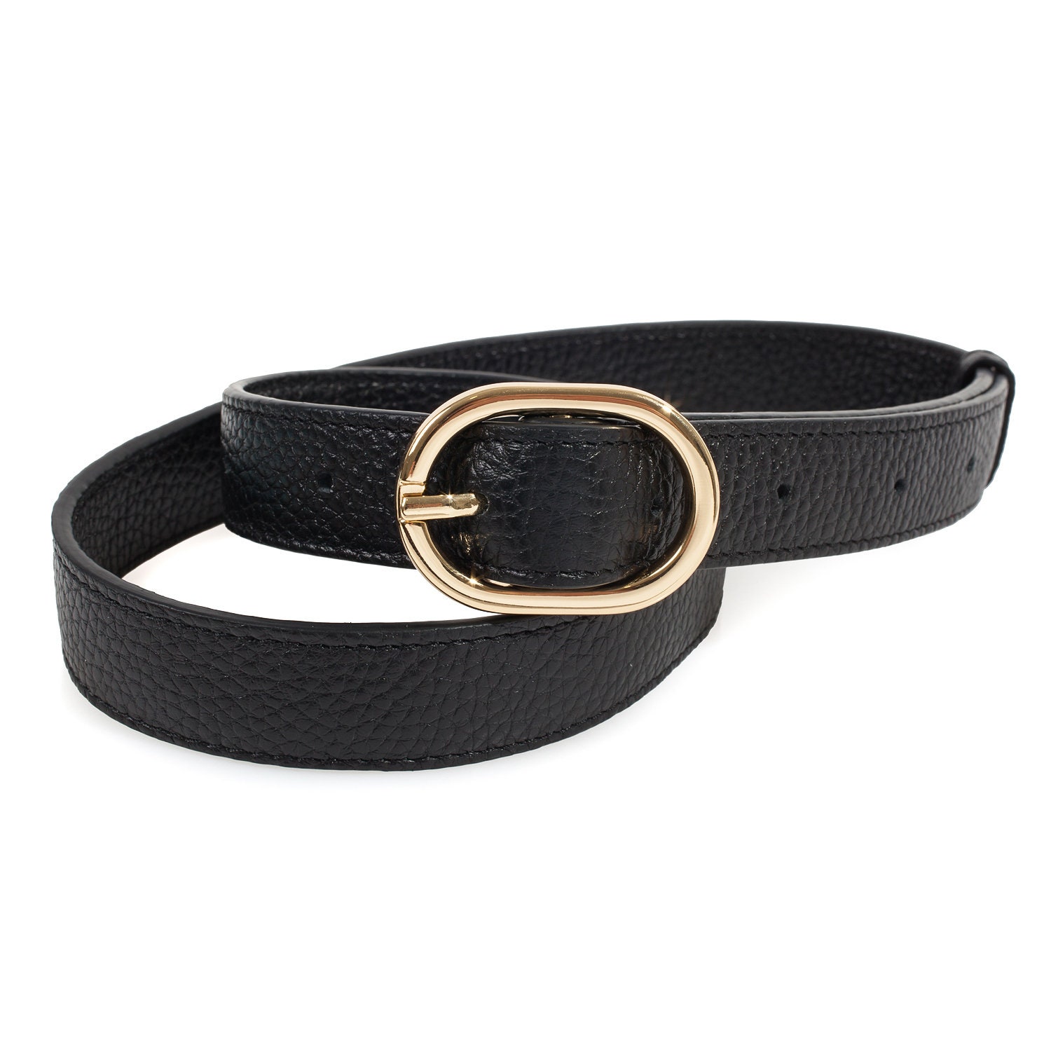 Womens leather belt, black leather belt for women KF-3782 - Image 4