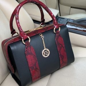 Leather Top Handle Bag, Black Leather Handbag Top Handle, Women's Leather Bag KF-3939