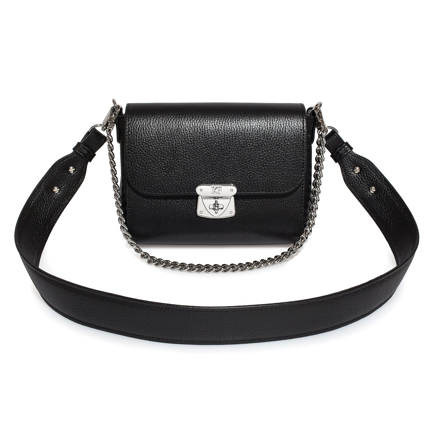 Leather Cross body Bag, Black Leather Shoulder Bag, Women's Leather Crossbody Bag, Leather bag KF-3924