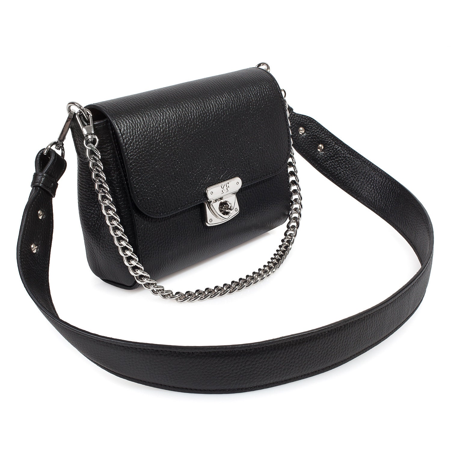 Leather Cross body Bag, Black Leather Shoulder Bag, Women's Leather Crossbody Bag, Leather bag KF-3924 - Image 2