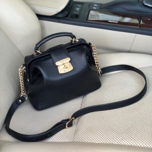 Leather doctor bag for women, Black Leather Shoulder Bag, Women's Leather doctor bag, Leather bag KF-1458