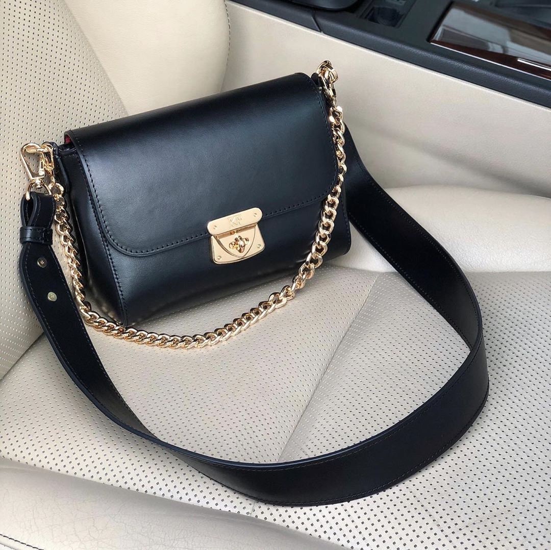 Leather Cross body Bag, Black Leather Shoulder Bag, Women's Leather Crossbody Bag, Leather bag KF-3927 - Image 6