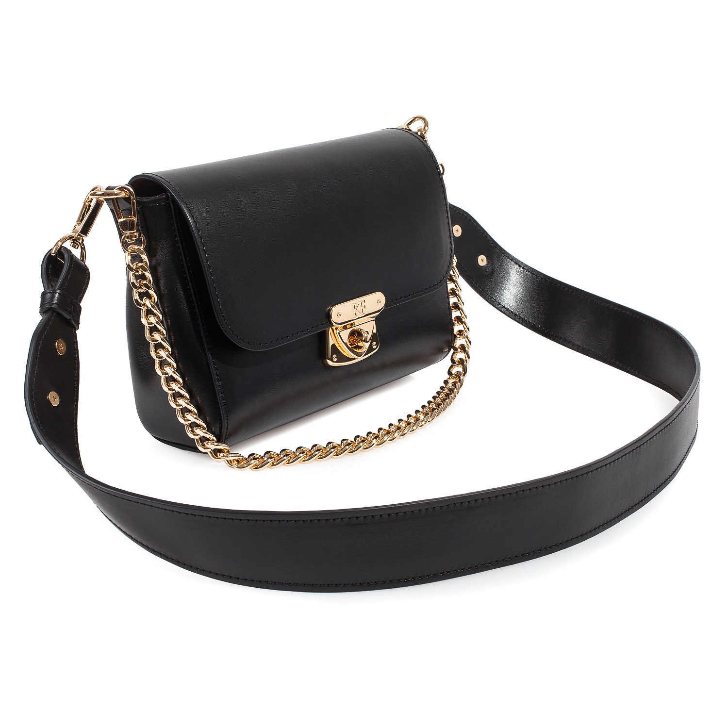 Leather Cross body Bag, Black Leather Shoulder Bag, Women's Leather Crossbody Bag, Leather bag KF-3927 - Image 2