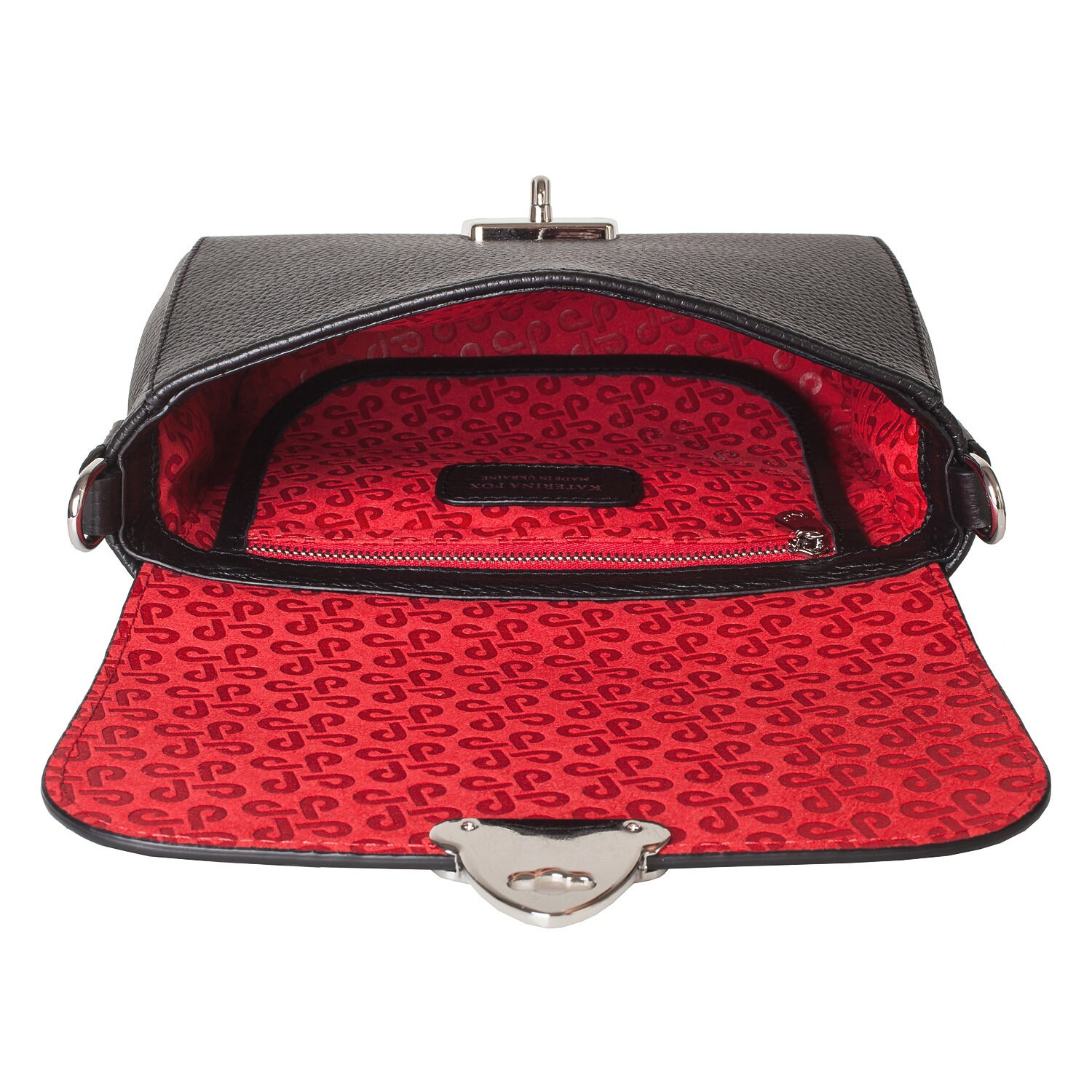 Leather Cross body Bag, Black Leather Shoulder Bag, Women's Leather Crossbody Bag, Leather bag KF-3924 - Image 5