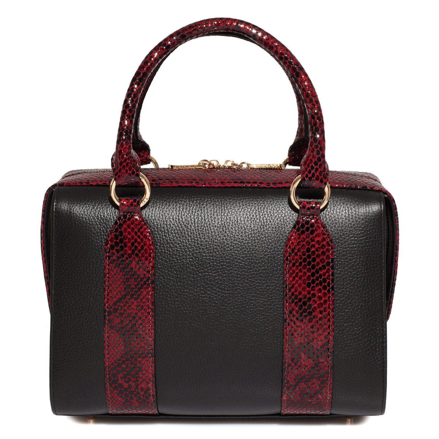 Leather Top Handle Bag, Black Leather Handbag Top Handle, Women's Leather Bag KF-3939 - Image 4