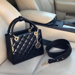 Leather Top Handle Bag, Black Leather Handbag Top Handle, Women's Leather Bag KF-4169