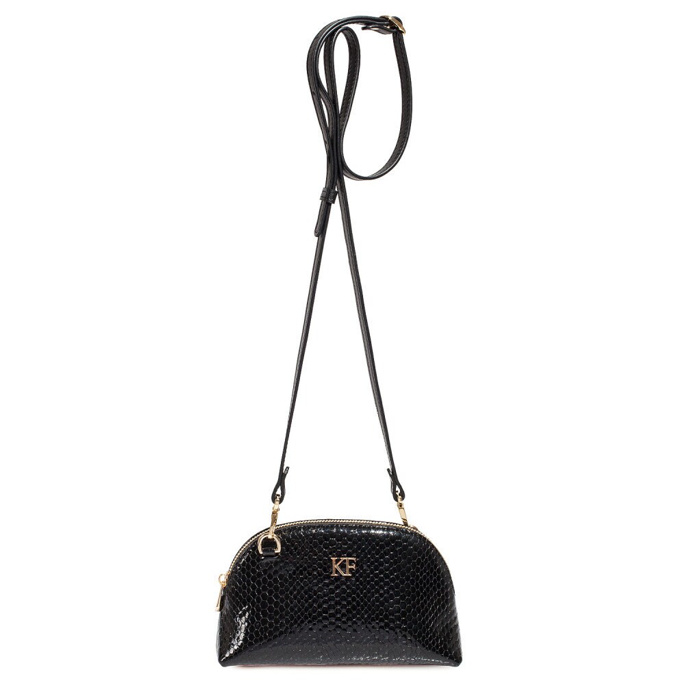 Leather SmallCross body Bag, Black Patent Leather Shoulder Bag, Women's Leather Crossbody Bag, Leather bag KF-4141 - Image 3