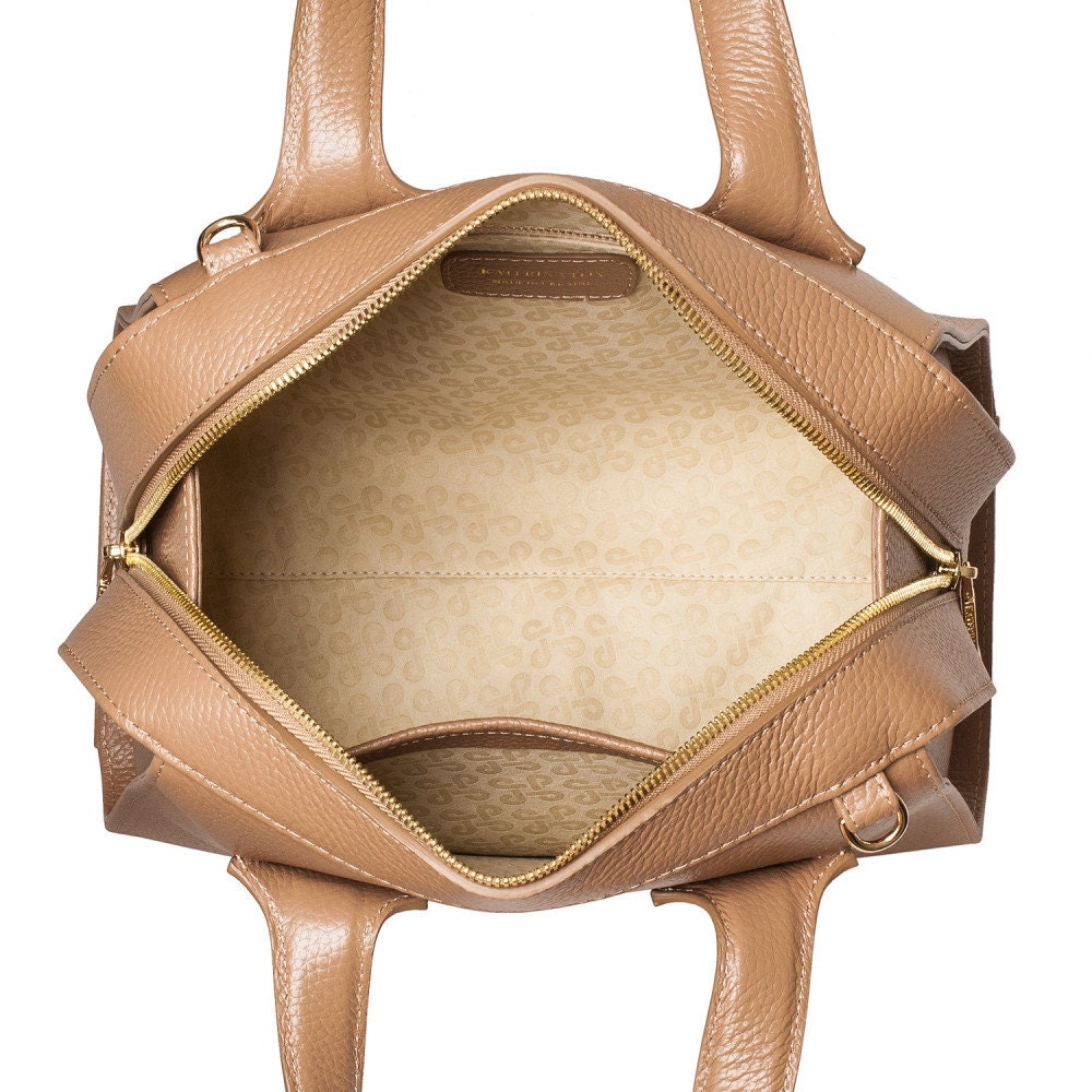 Leather Top Handle Bag, Tan Leather Handbag Top Handle, Women's Leather Bag KF-4204 - Image 5