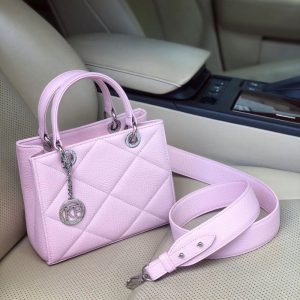 Leather Top Handle Bag, Pink Leather Handbag Top Handle, Women's Leather Bag KF-4365
