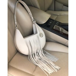 Leather Shoulder Bag, Light beige Leather Shoulder Bag, Leather bag KF-4096