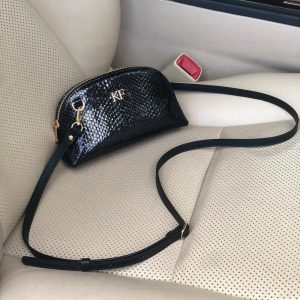 Leather SmallCross body Bag, Black Patent Leather Shoulder Bag, Women's Leather Crossbody Bag, Leather bag KF-4141