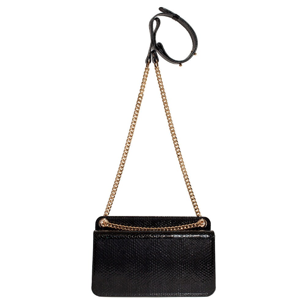 Leather bag on a chain, Black Leather snake print Bag, Women's Leather Bag KF-4156 - Image 4
