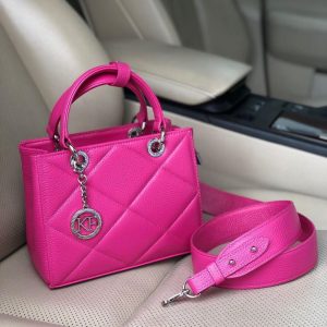 Leather Top Handle Bag, Pink Leather Handbag Top Handle, Women's Leather Bag KF-4364