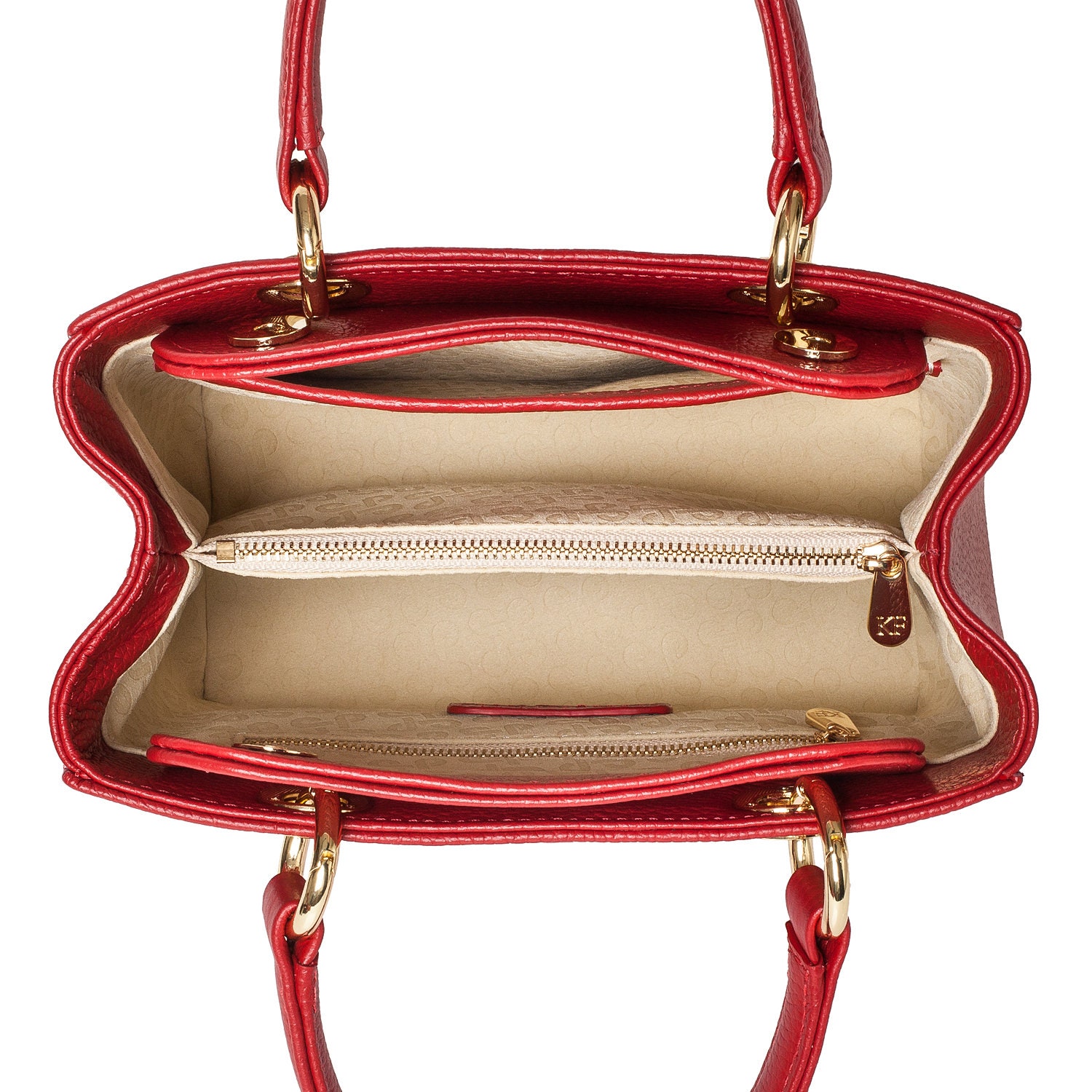 Leather Top Handle Bag, Red Leather Handbag Top Handle, Women's Leather Bag KF-4508 - Image 7
