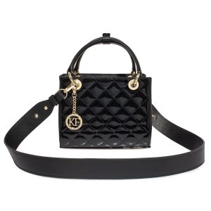 Patent Leather Top Handle Bag, Green Leather Handbag Top Handle, Women's Leather Bag KF-4169