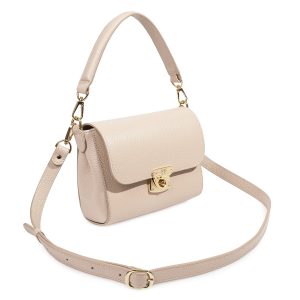 Leather Top Handle Bag, Leather Crossbody Bag, Beige Leather Shoulder Bag, Women's Leather Cross body Bag, Leather bag KF-4421