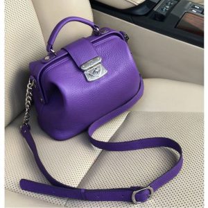 Leather doctor bag for women, Purple Leather Shoulder Bag, Women's Leather doctor bag, Leather bag KF-1817