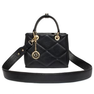 Leather Top Handle Bag, Black Leather Handbag Top Handle, Women's Leather Bag KF-4505