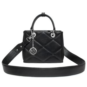 Leather Top Handle Bag, Black Leather Handbag Top Handle, Women's Leather Bag KF-4504