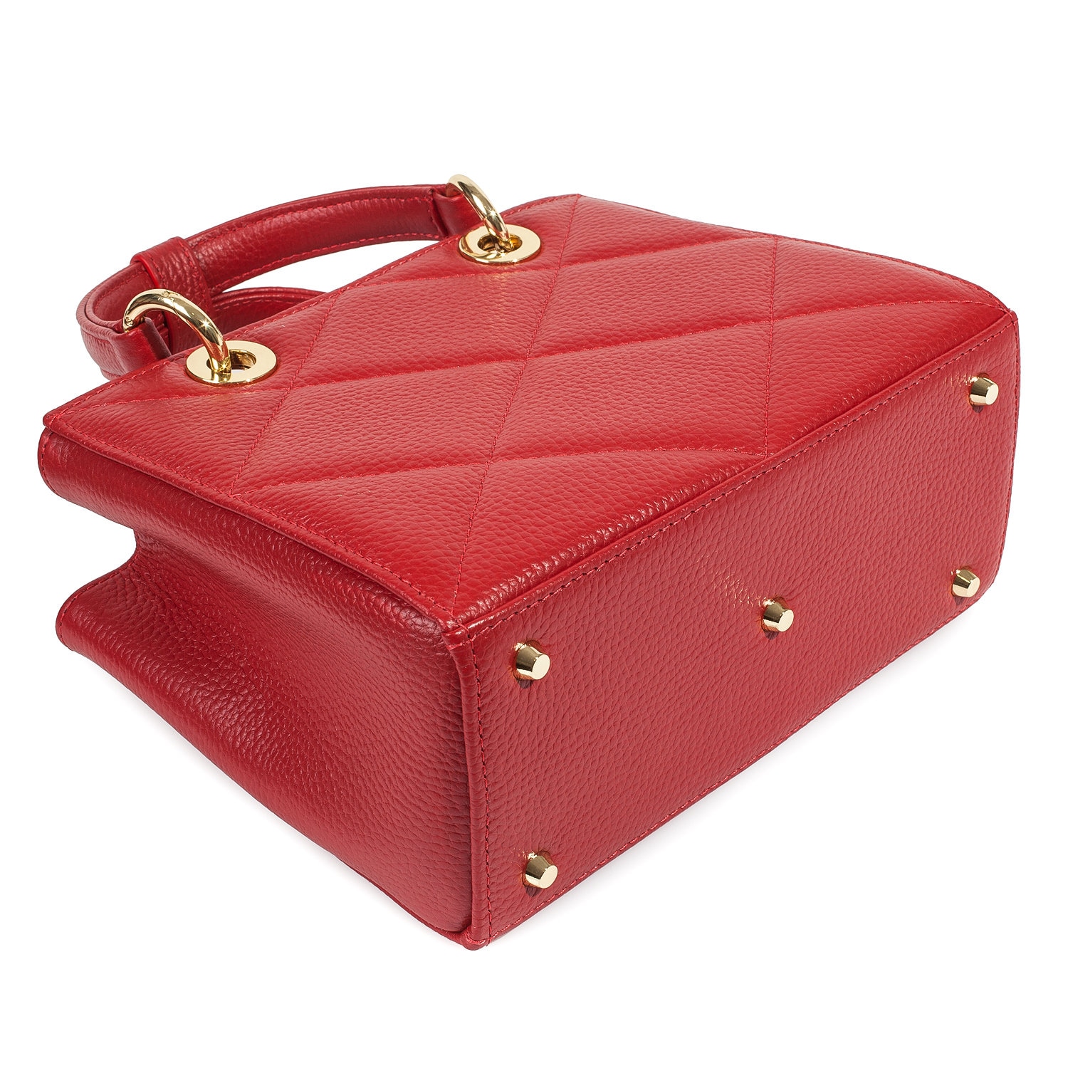 Leather Top Handle Bag, Red Leather Handbag Top Handle, Women's Leather Bag KF-4508 - Image 5