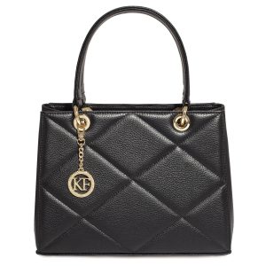 Leather Top Handle Bag, Black Leather Handbag Top Handle, Women's Leather Bag KF-4482