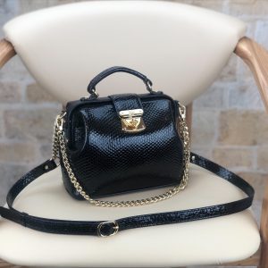 Leather Doctor Bag, Black Leather Shoulder Bag, Women's Leather Crossbody Bag, Leather bag KF-4853