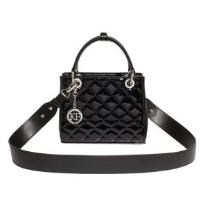 Leather Top Handle Bag, Black Patent Leather Handbag Top Handle, Women's Leather Bag KF-4657