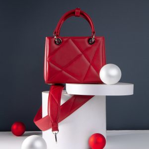 Leather Top Handle Bag, Red Leather Handbag Top Handle, Women's Leather Bag KF-4827