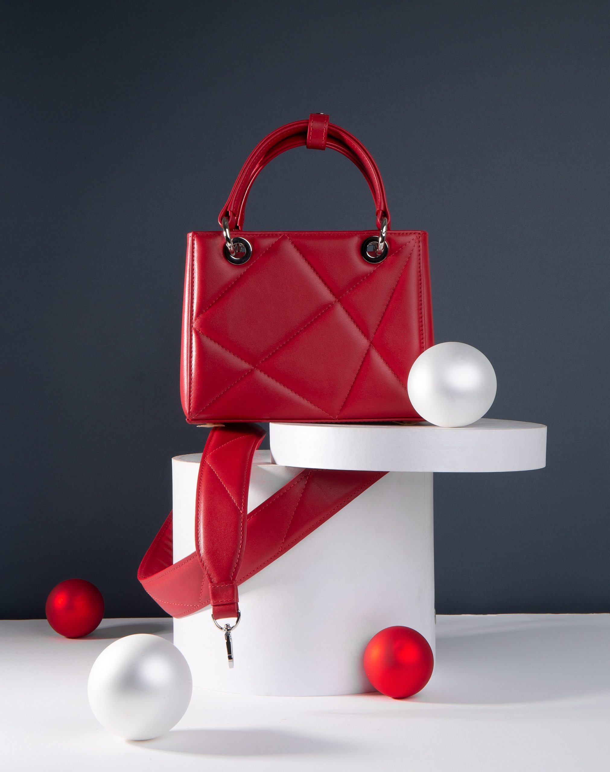 Leather Top Handle Bag, Red Leather Handbag Top Handle, Women's Leather Bag KF-4827