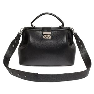 Leather doctor bag for women, Black Leather Handbag Top Handle, Women's Leather doctor Bag, KF-3943