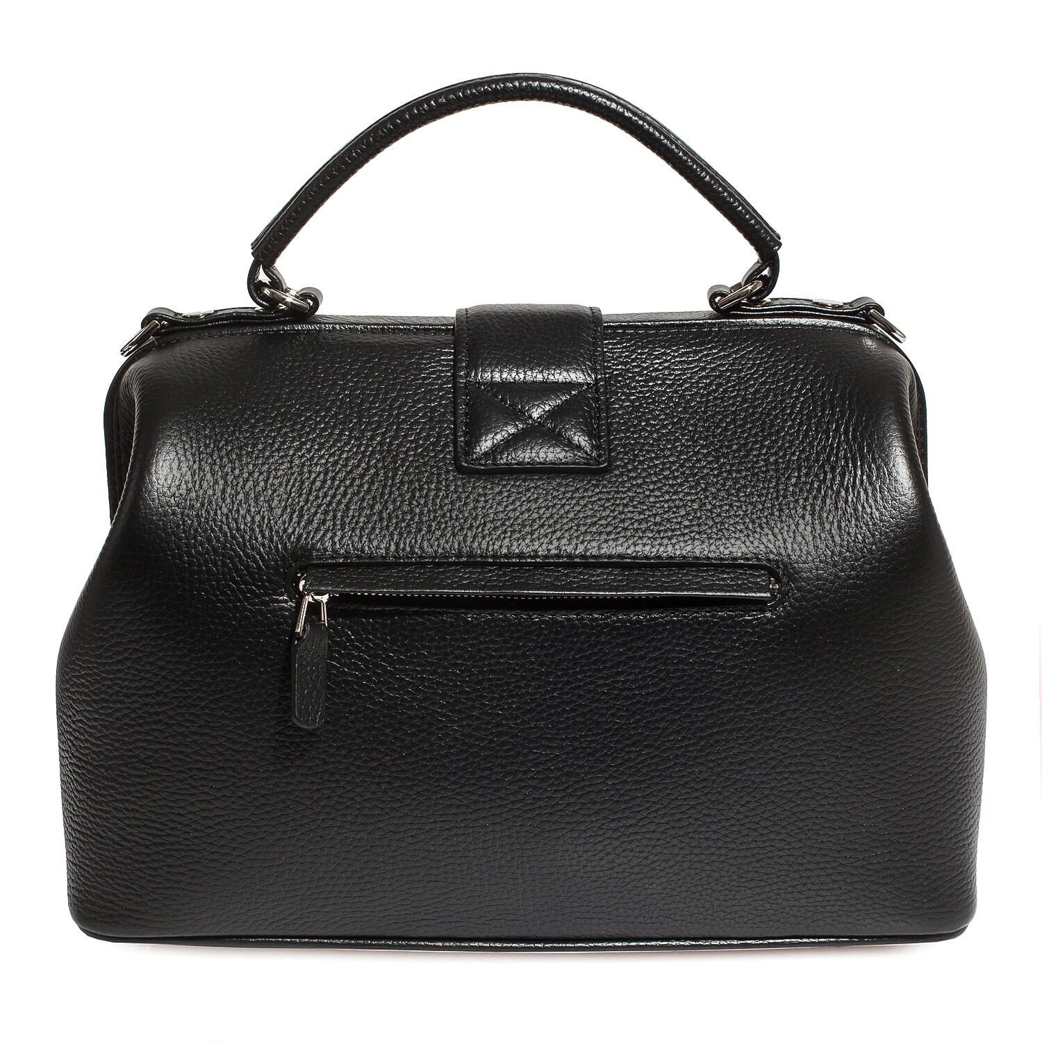 Leather doctor bag for women, Black Leather Handbag Top Handle, Women's Leather doctor Bag, KF-3943 - Image 2