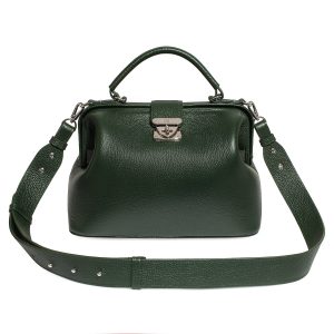 Leather doctor bag for women, Green Leather Handbag Top Handle, Women's Leather doctor Bag, KF-4729