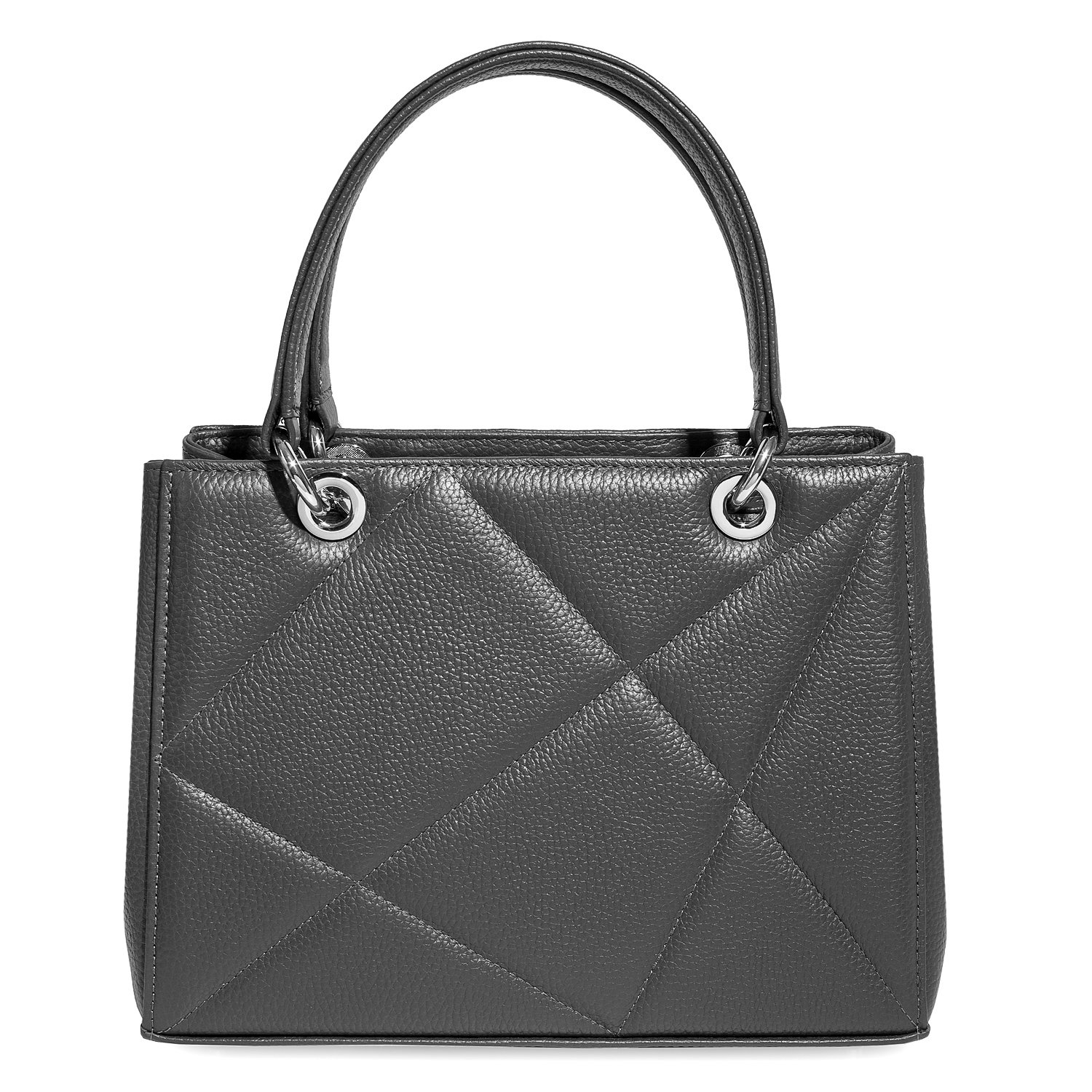 Leather Top Handle Bag, Grey Leather Handbag Top Handle, Women's Leather Bag KF-4702 - Image 4