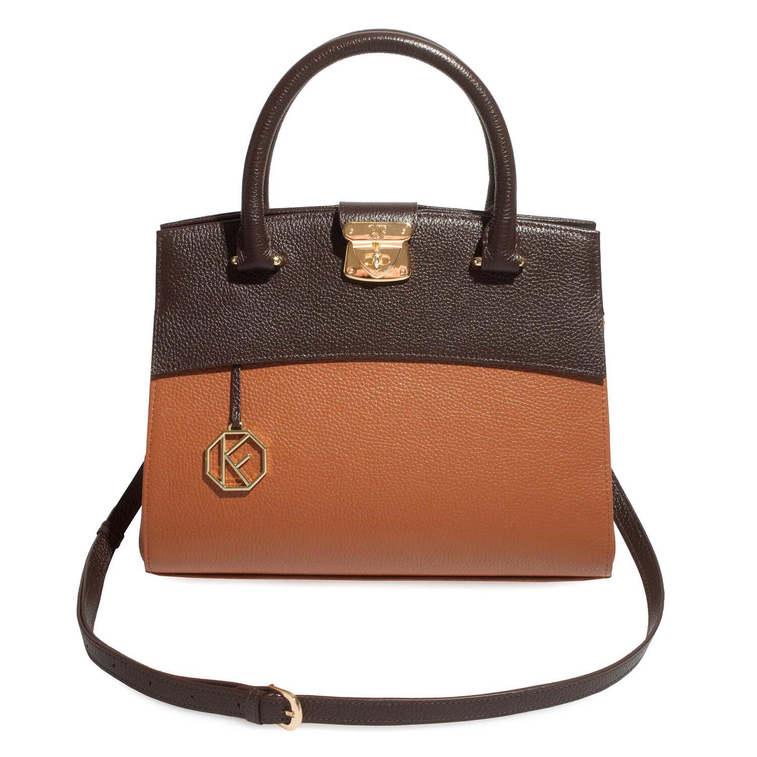 Leather Top Handle Bag, Brown Leather Handbag Top Handle, Women's Leather Bag KF-4934