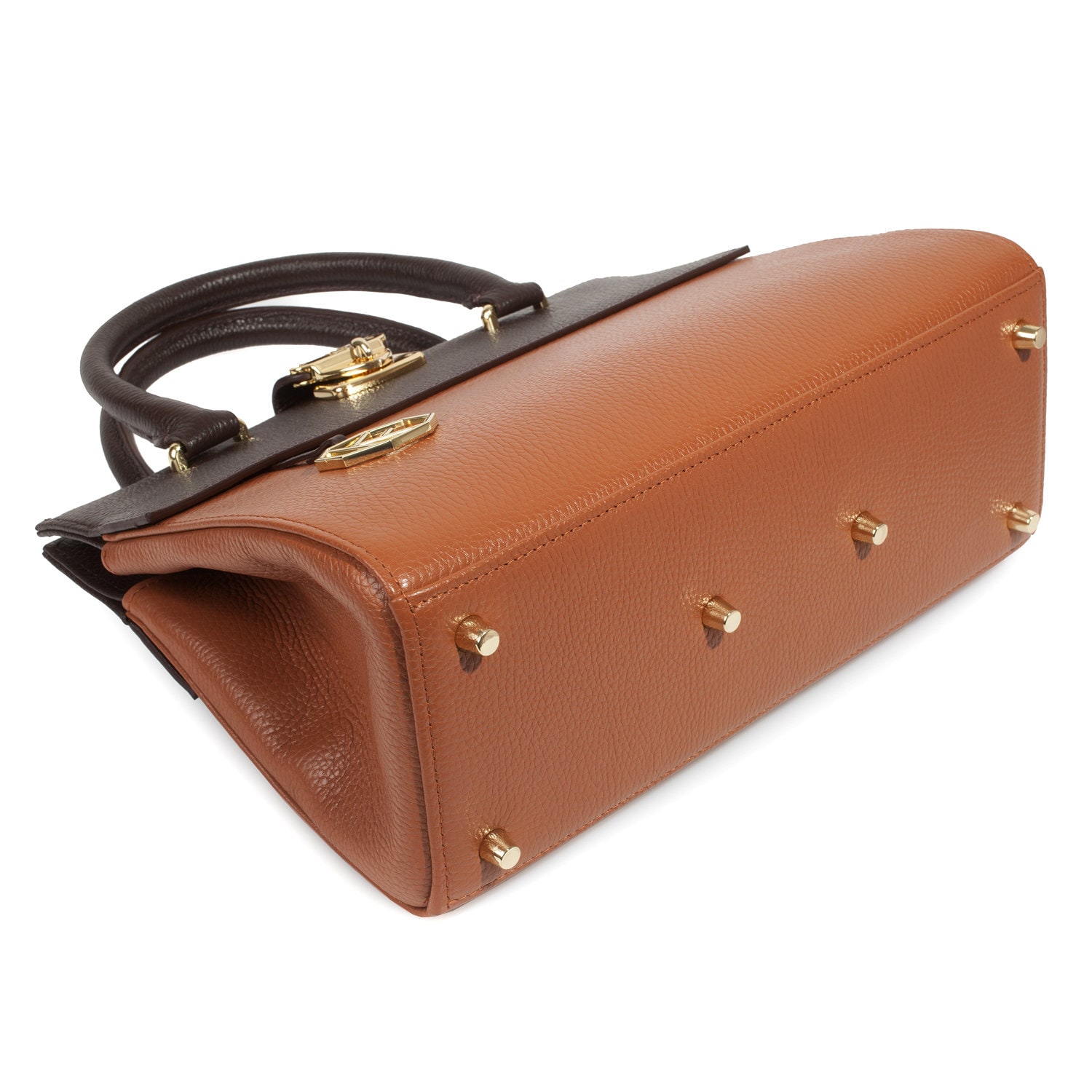 Leather Top Handle Bag, Brown Leather Handbag Top Handle, Women's Leather Bag KF-4934 - Image 3