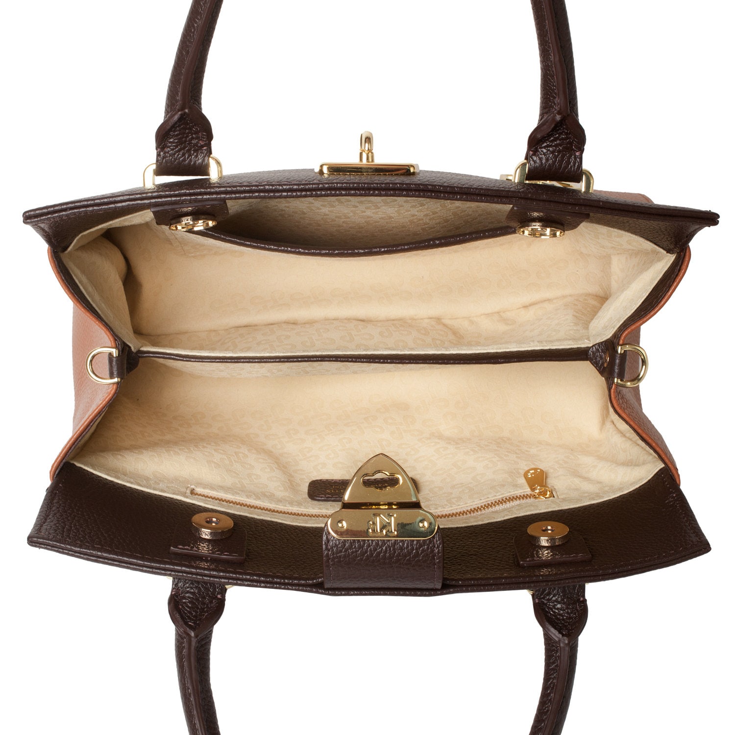 Leather Top Handle Bag, Brown Leather Handbag Top Handle, Women's Leather Bag KF-4934 - Image 4