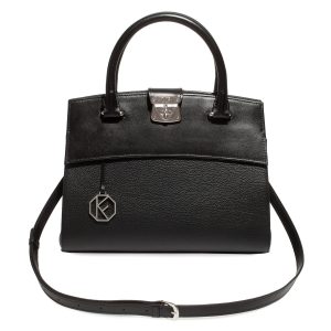 Leather Top Handle Bag, Black Leather Handbag Top Handle, Women's Leather Bag KF-4910
