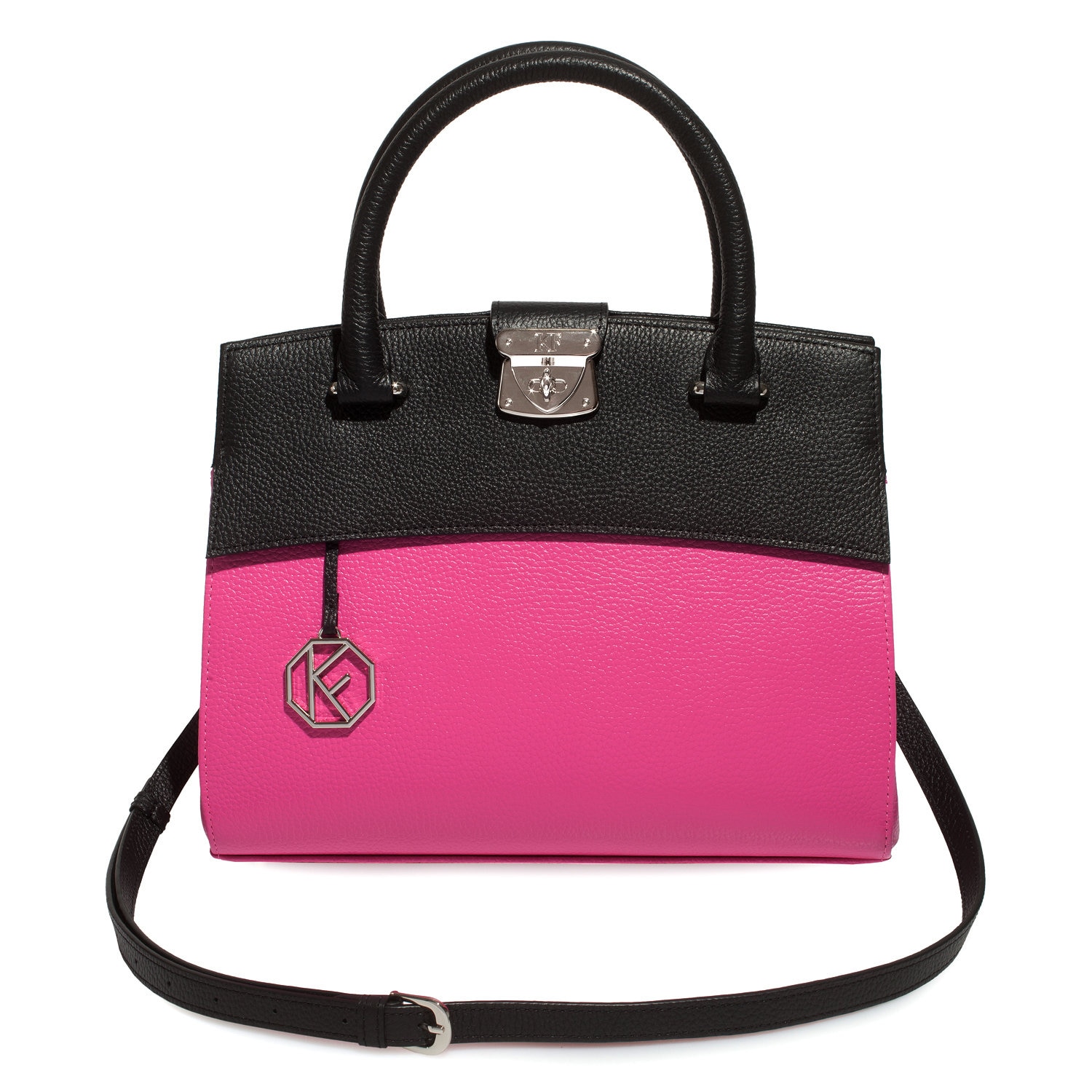 Leather Top Handle Bag, Fuchsia Leather Handbag Top Handle, Women's Leather Bag KF-4819