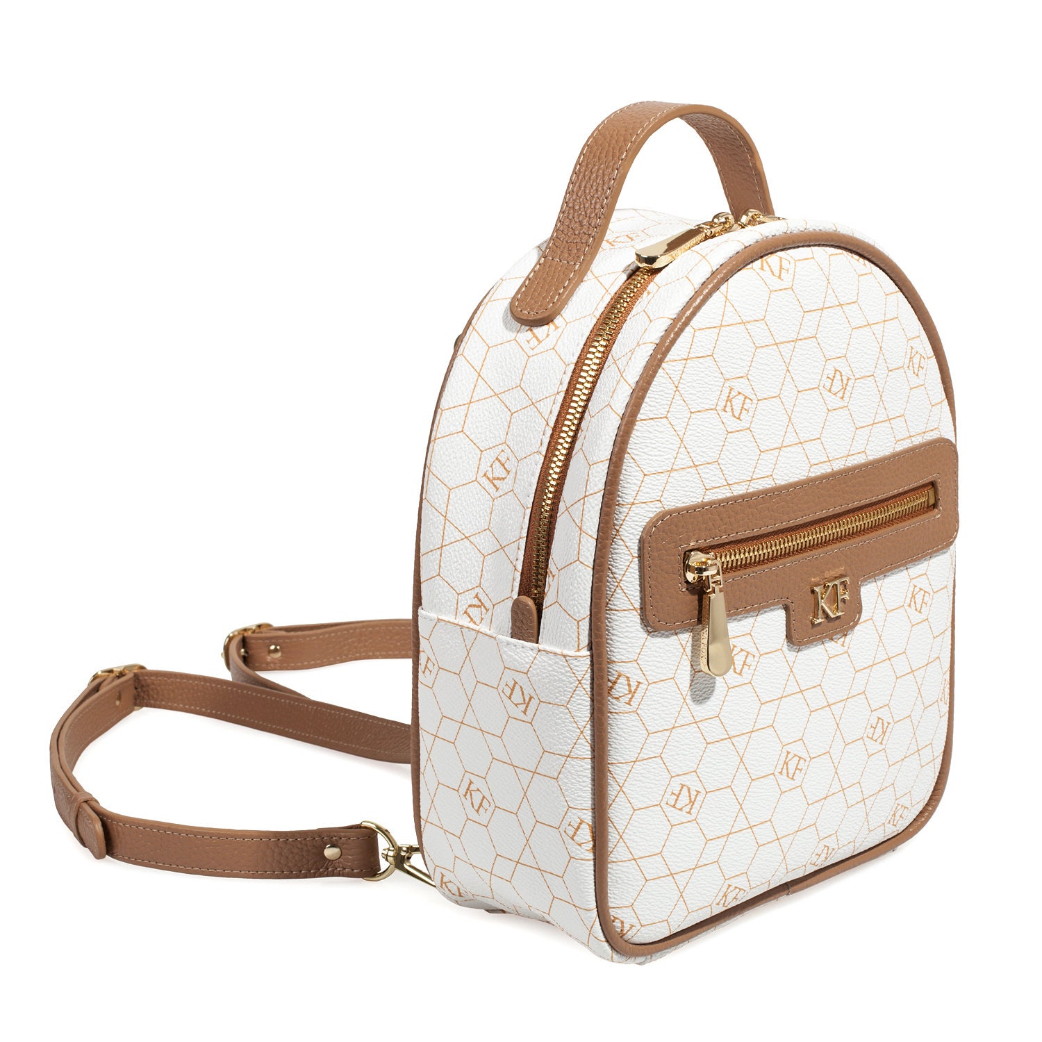 Leather Backpack, Leather Backpack Women, White Leather Backpack KF-5038 - Image 5