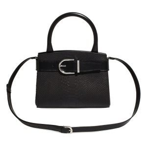 Leather Top Handle Bag, Black Leather Handbag Top Handle, Women's Leather Bag KF-4987