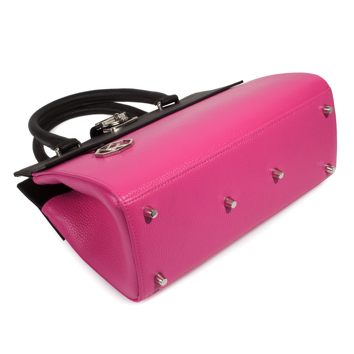 Leather Top Handle Bag, Fuchsia Leather Handbag Top Handle, Women's Leather Bag KF-4819 - Image 3